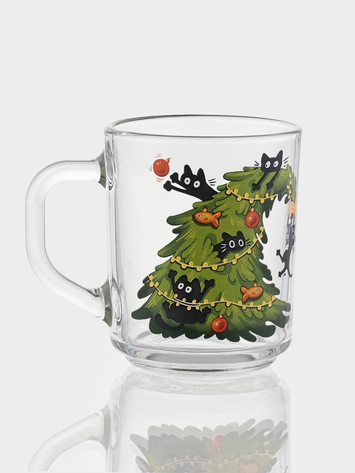 Цена за 20 шт. Кружка Green tea «Озорные котики», 200 мл, стекло, рисунок МИКС