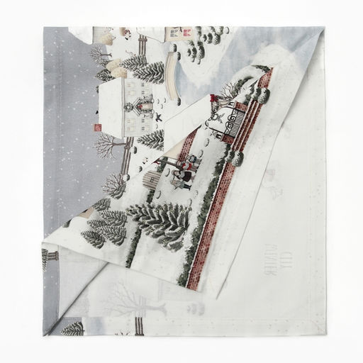 Дорожка на стол Этель «Зимняя деревушка» 30×70 см, 100% хлопок, саржа 190 г/м², белая/серая