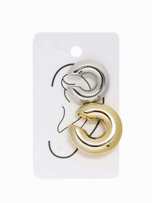 Серьги «Каффы» набор 2 шт., бублики, цвет серебро с золотом