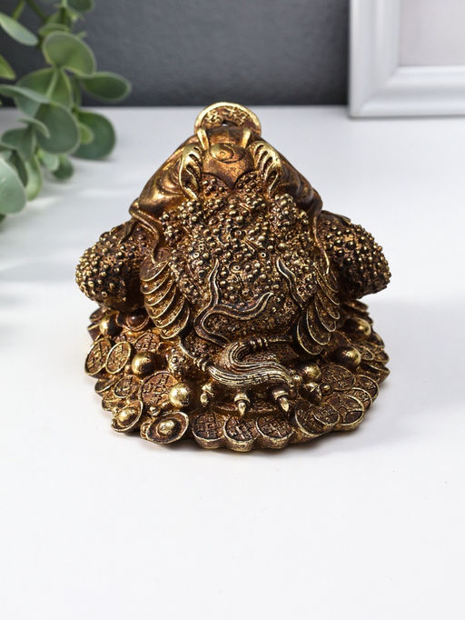 Нэцкэ полистоун "Денежная жаба с золотой монетой" 12х10,5х7,7 см