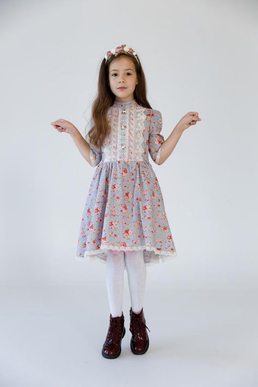 Платье МТ-422 серые цветы - Этоэльф фото 3