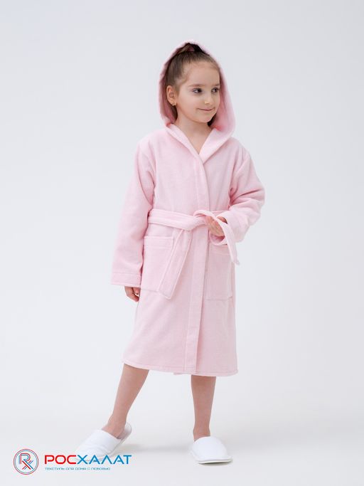 Детский махровый халат с капюшоном розовый МЗ-04 (7)