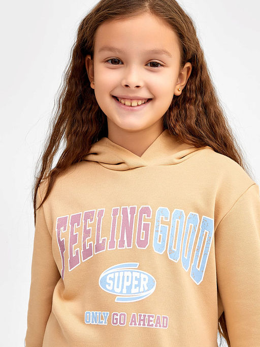 Комплект для девочек (худи, брюки) в бежевом цвете - Mark formelle фото 4