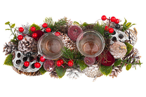 Новогоднее украшение подсвечник 32*14*8 см Снежная фантазия на 2 свечи прямоугольный - Elan gallery фото 5