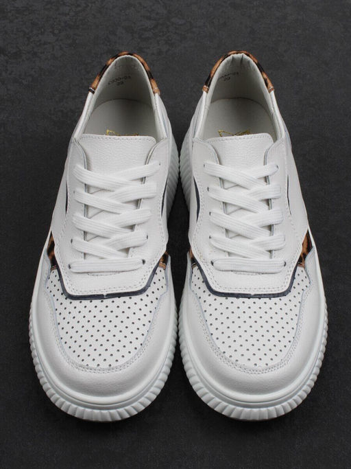03-C930-9A WHITE Полуботинки спортивные женские (натуральная кожа)