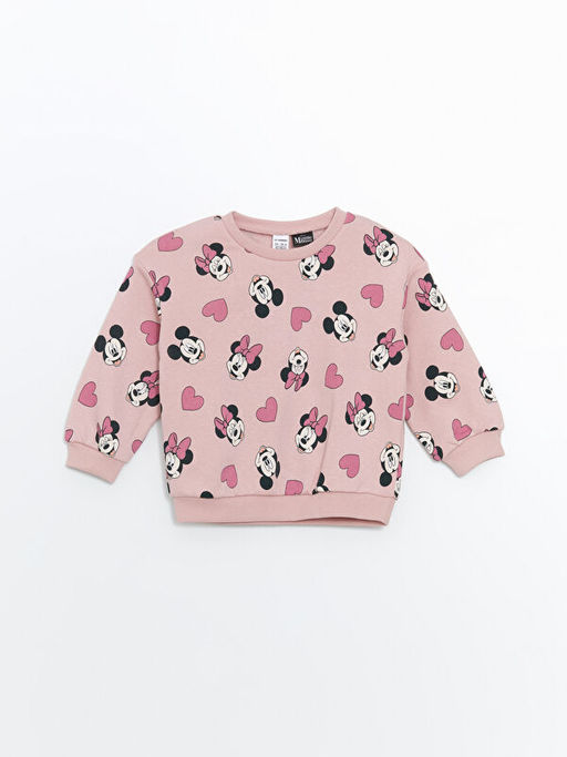 Bisiklet Yaka Minnie Mouse Bask?l? K?z ?ocuk Sweatshirt ve Tayt 2li Tak?m - Waikiki фото 2