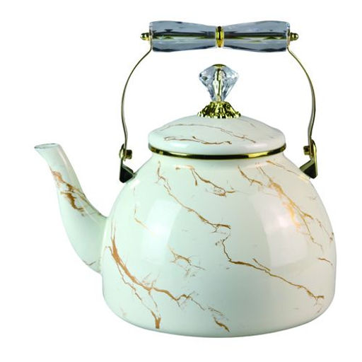 Чайник эмалированный 4 л., цвет: кремовый мрамор (R-20440) /RASHEL/