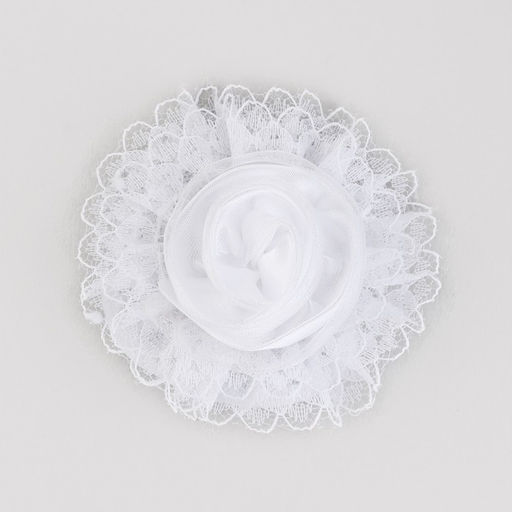 Бант для волос на резинке школьный, белый, 6.5 см, Кошечка Мари