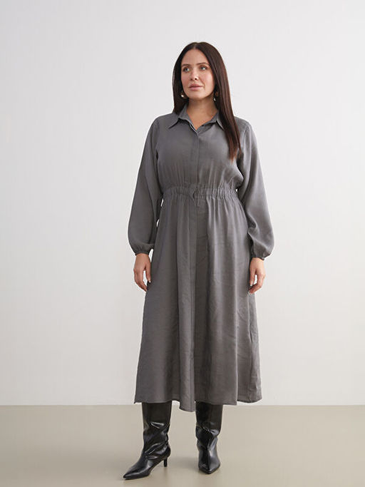 Modal Kar???ml? Belden Oturtmal? G?mlek Elbise