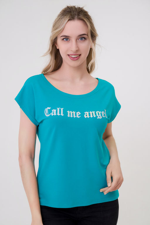 Футболка женская из вискозы Лирика изумруд Call me angel - Амадэль фото 3