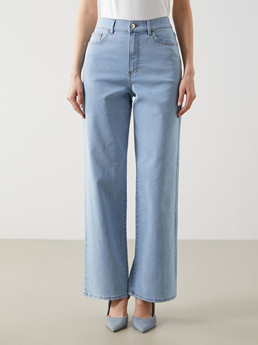 Beli Lastikli Wideleg Kad?n Jean Pantolon