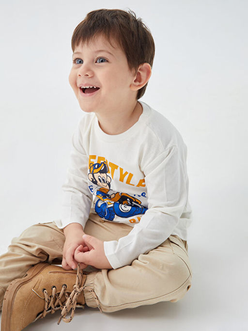 Bisiklet Yaka Nostaljik Maymun Bask?l? Erkek Bebek Ti??rt