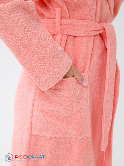 Женский халат с капюшоном светло-коралловый МЗ-06 (6) - Росхалат фото 6