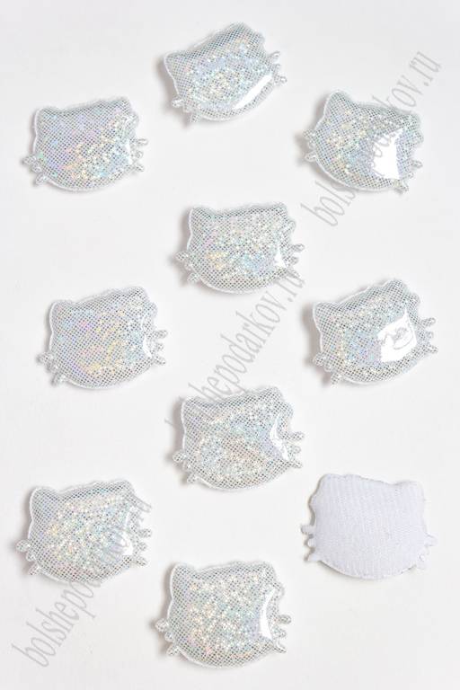 Патч глянец "Котёнок" 3*3,5 см (10 шт) SF-2972, серебряный