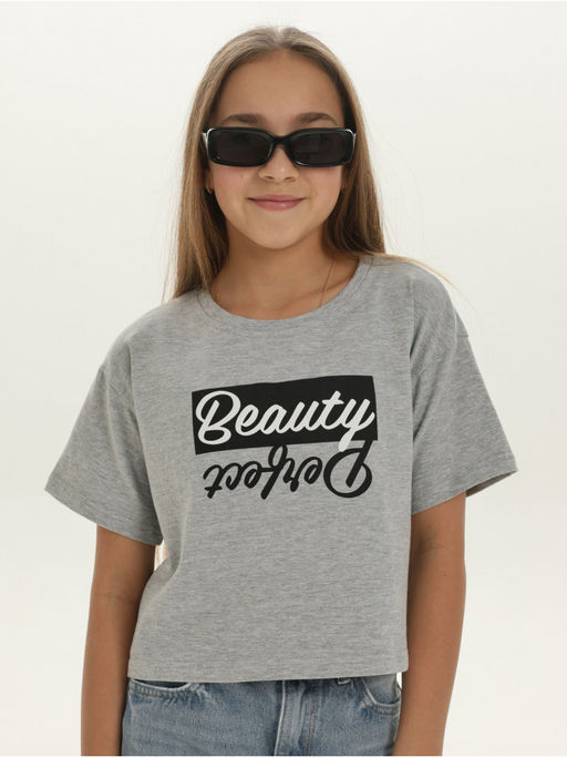 Футболка Бьюти серый Девочка