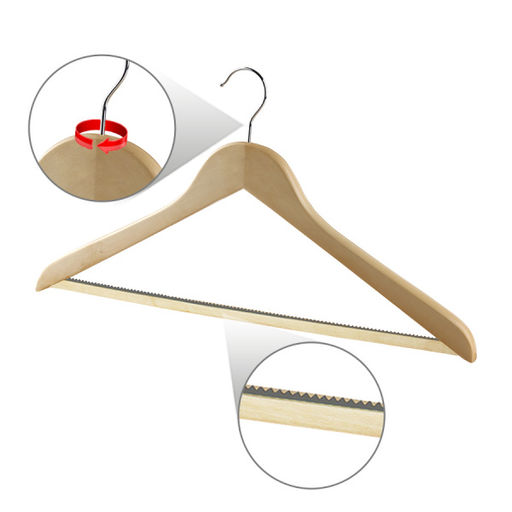 VAL 16613S6 Набор вешалок дерев, 6 шт., прямых, с нескол. переклад., 44.5*23*1.2 см, натур. цвет, шт