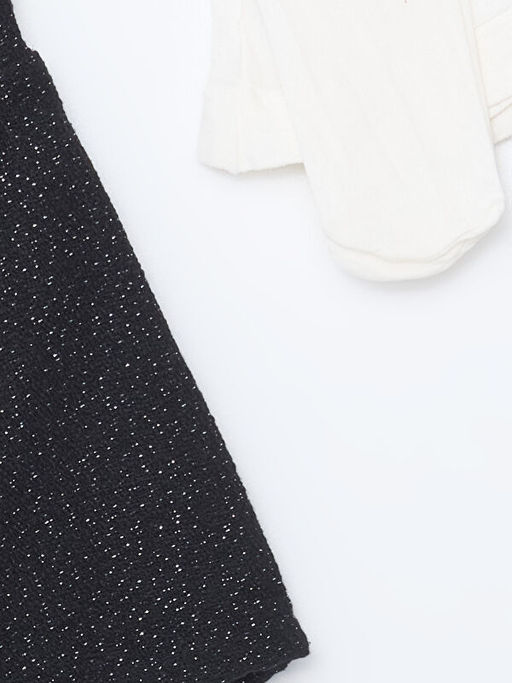 Beli Lastikli K?z ?ocuk ?ort ve K?lotlu ?orap 2li Tak?m