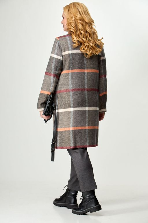 Пальто БелЭльСтиль 841 клетка серая  фото 45