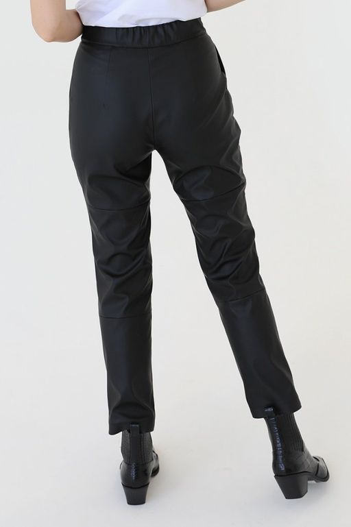 Брюки из искусственной кожи с высокой посадкой - Looklikecat фото 3