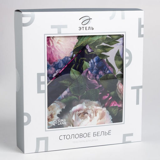 Набор кухонный Этель. Цветочный этюд: скатерть 180?150 см, салфетки 40?40 см-8 шт., 100% хлопок
