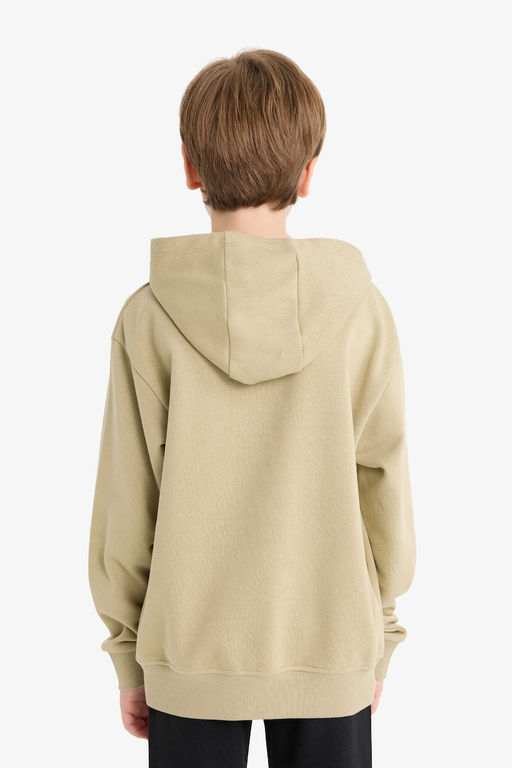 Regular F_t Kap__onlu Pamuklu Bask_l_ Okul Sweatshirt Erkek _ocuk - Defacto фото 6