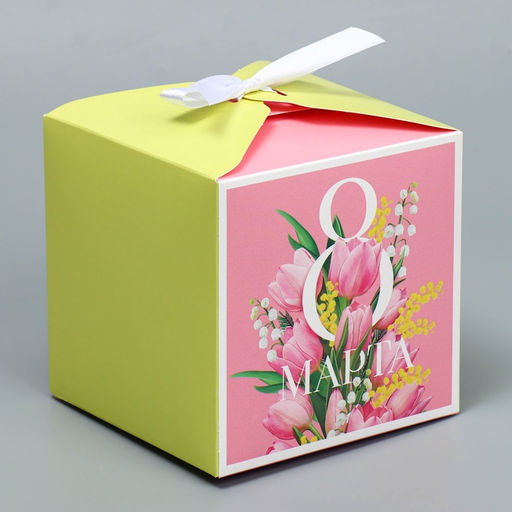 Цена за 2 шт. Коробка подарочная складная, упаковка, «8 марта», 12×12×12 см
