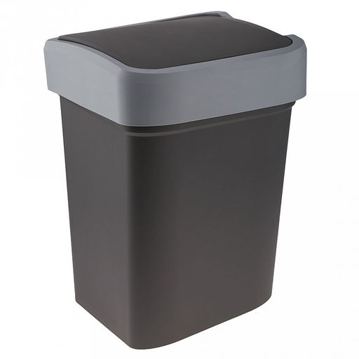 Ведро для мусора с плавающей крышкой пластмассовое Smart Bin 25л, 33,3х26,9х45,7см, с креплением для мусорных пакетов, серый, Econova (Россия) - Домашняя мода фото 5