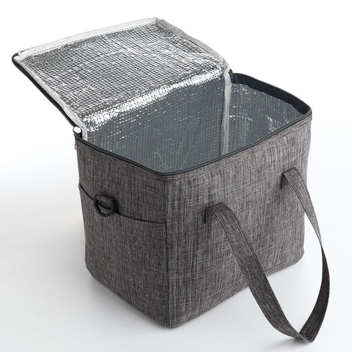 Термосумка на молнии, объём 10л, наружный карман, цвет серый