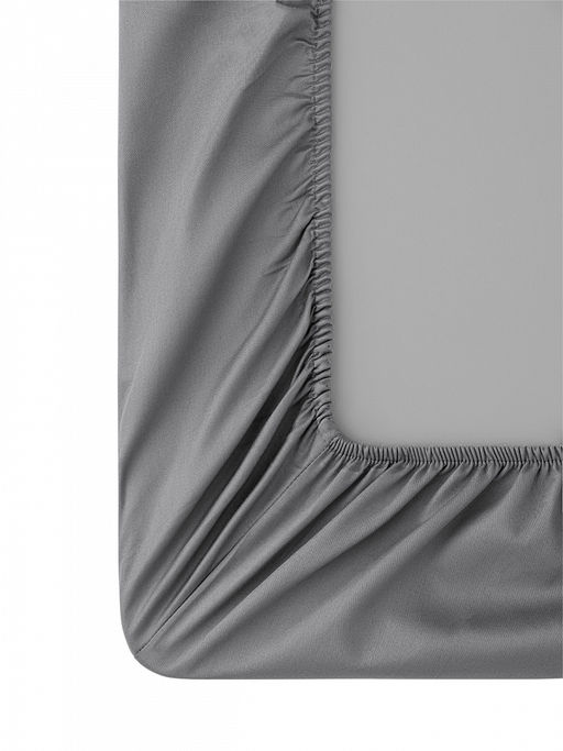 Проcтыня натяжная сатин 140x200+25 серый сатин - Denastia фото 3