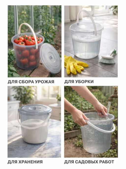Ведро 5,0л Хозяюшка с крышкой М1178 - Альтернатива фото 8