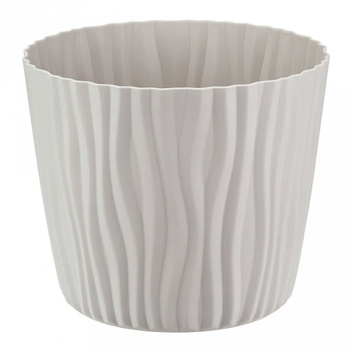 Кашпо для цветов пластмассовое "Волна" 2л, д16см, h13,5см, с вкладышем, кремовый (Россия)