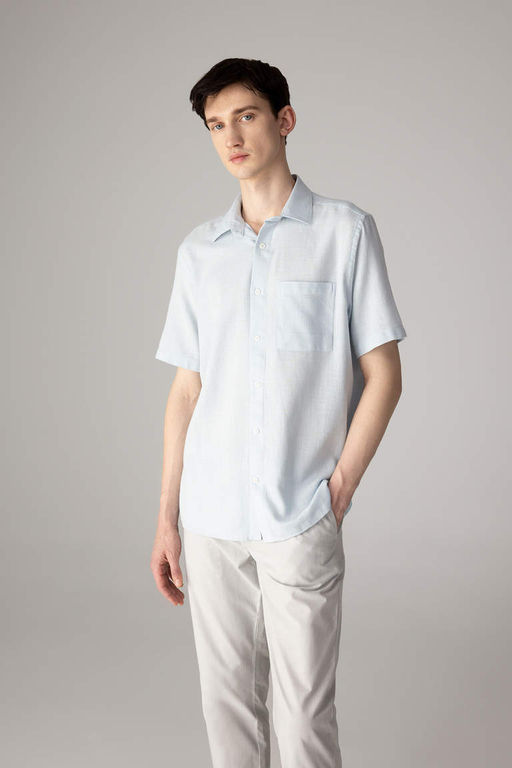 Хлопковая рубашка с короткими рукавами и воротником поло стандартного кроя - Defacto фото 3