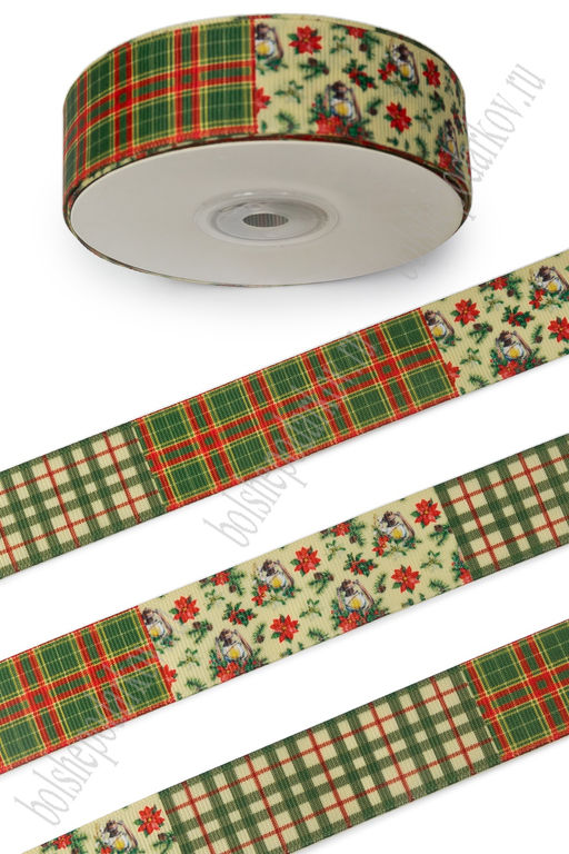 Лента репсовая 2,5 см*25 ярд с рисунком "Микс" SF-7478, №12