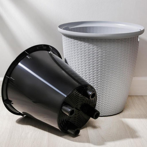 Кашпо для цветов со вставкой Rattan, 50 л (27 л), МИКС