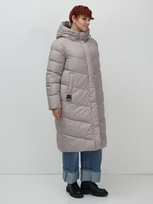 Пальто зимнее утепленное с капюшоном женское серого цвета 7623Sr - Visdeer фото 3