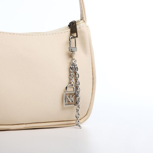 Сумка багет из текстиля, Nazamok, 23*13*5 см, бежевый цвет  фото 8