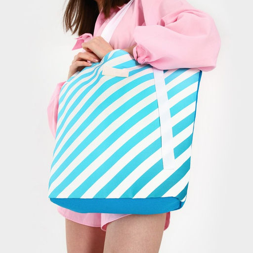 Сумка-шопер пляжная Nazamok, в полосочку, 39×32 см, голубая