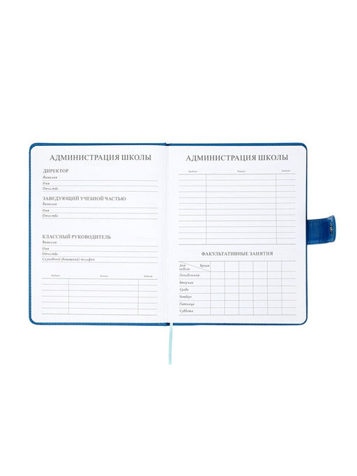 Дневник школьный 1-11 класс, лассе, обложка искуственная кожа синяя, с хлястиком