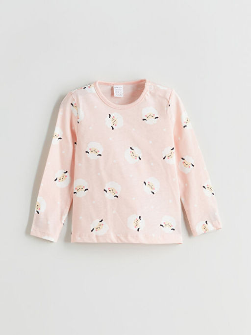 Bisiklet Yaka Bask?l? K?z Bebek Ti??rt