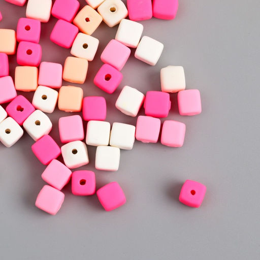 Бусины для творчества PVC «Кубики. Нежная пастила», набор 62 шт., 0.6×0.6×0.6 см