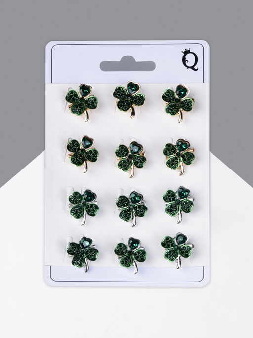 Цена за 12 шт. Брошь «Клевер», МИКС, (неделимая фасовка 12 шт., цена за шт.)