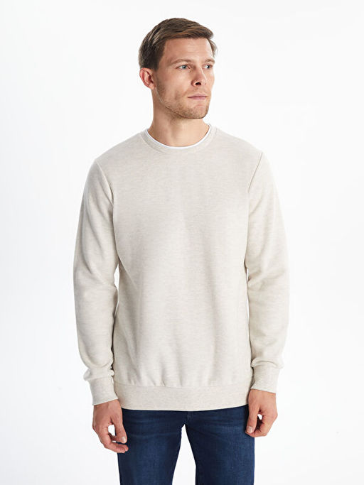 Bisiklet Yaka Uzun Kollu Erkek Sweatshirt