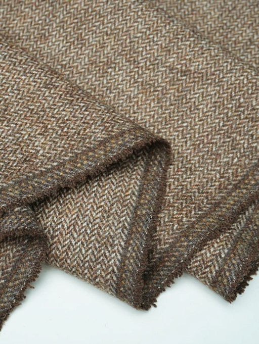 Шерсть пальтово-костюмная Твид Мелкая елочка цв.бежево-коричневый, ш.1.5м, шерсть-40%, п/э-60% - Купава фото 5
