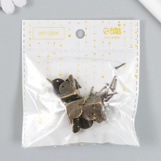 Уголок металл «Треугольник», набор 10 шт. и гвозди, бронза, 1.8×1.8 см