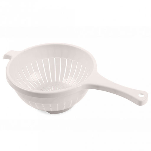 Дуршлаг пластмассовый "Кристи" д21см, h10см, с ручкой 16см, кремовый (Россия)