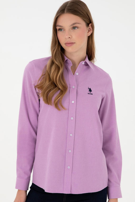 Женская сиреневая рубашка с длинным рукавом Неожиданная скидка в корзине - U.s. polo assn фото 3