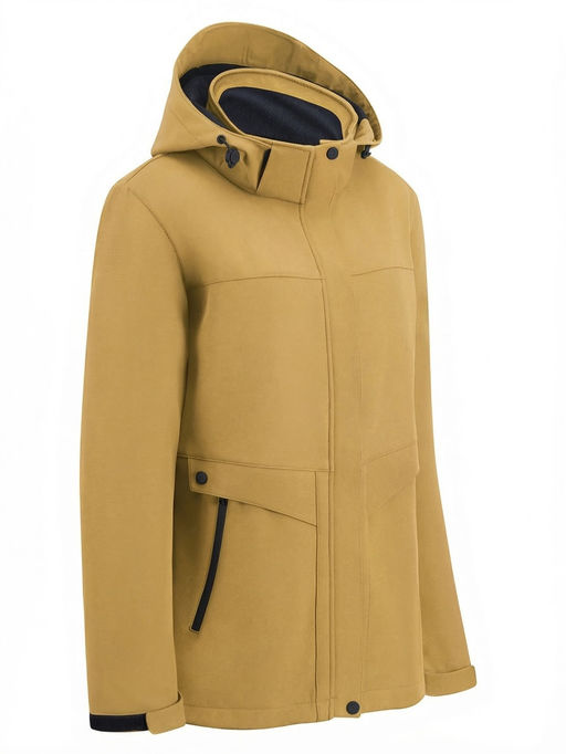 Ветровка женская софтшелл виндстоппер с капюшоном спортивная горчичного цвета 9616_1G