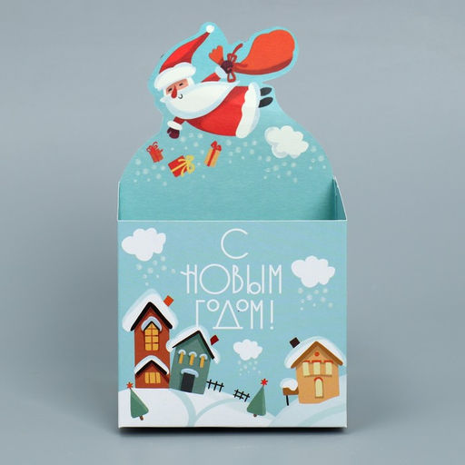 Коробка новогодняя для мини-букетов С Новым годом, 12 х 17 х 10 см - Дарите счастье фото 4