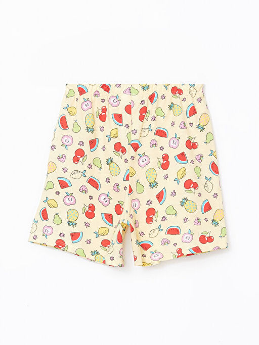 Beli Lastikli Bask?l? K?z ?ocuk Pijama ?ort