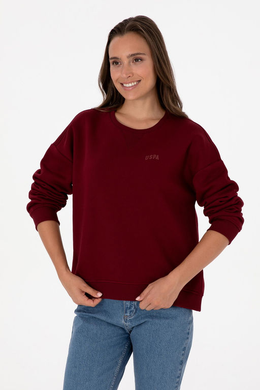 Kad_n Bordo _ardonlu Bisiklet Yaka Basic Sweatsh_rt Sepette S_rpriz _ndirim